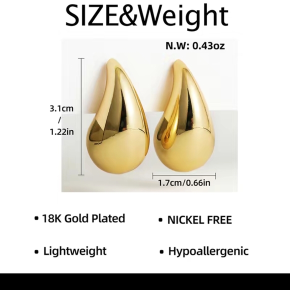 Drop 18K Gold Plated Earrings Silver color - Picture 3 of 3